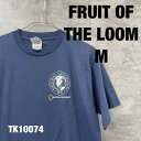 【中古】FRUIT OF THE LOOM Tシャツ 半袖 ネイビー M メンズ 夏服 クルーネック コットン ワンポイント RN13765 古着 TK1007...