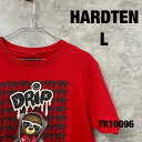 【中古】HARDTEN レッド Tシャツ 半袖 レディース L クルーネック 夏服 ビッグデザイン くま イラスト DRIP RN15378 古着 TK1009...