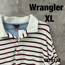 【中古】Wrangler ラングラー ホワイト レッド ブラック ポロシャツ 半袖 メンズ XL 夏服 ボーダー HW72065 古着 TK10172