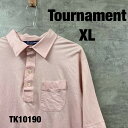 【中古】Tournament トーナメント ポロシャツ 半袖 ピンク ライトピンク XL メンズ 夏服 コットン 胸ポケット 無地 WPL9678 USA 古着...