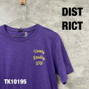 【中古】DIST RICT ディストリクト Tシャツ 半袖 パープル メンズ 夏服 コットン クルーネック CUSTOMINK 落書き風 イラスト 海外輸入 古...