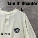 【中古】Tam O' Shanter タム・オーシャンター ポロシャツ 半袖 ホワイト L メンズ コットン ノーカラー ワンポイント 刺繍ロゴ 夏服 古着 T...