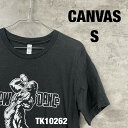 【中古】CANVAS キャンバス ブラック Tシャツ 半袖 クルーネック メンズ S プリントデザイン MTN DEW SHOW DANCE 古着 TK1026...