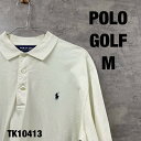 【中古】POLO GOLF RALPH LAUREN ポロゴルフ ホワイト ポロシャツ 半袖 メンズ M 襟 ワンポイントデザイン ゴルフウエア 古着 TK10...