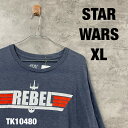 【中古】STAR WARS スターウォーズ Tシャツ グレー 半袖 クルーネック メンズ XL プリントデザイン REBEL USA 海外輸入 古着 TK10480