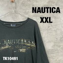 【中古】NAUTICA ノーティカ Tシャツ ブラック 半袖 クルーネック メンズ XXL プリントデザイン ヤシの木 ヨット USA 海外輸入 古着 TK10...