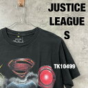 【中古】JUSTICE LEAGUE ジャスティスリーグ ブラック Tシャツ 半袖 S メンズ コットン クルーネック マーベル ヒーロー キャラクター プリン...
