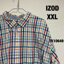 【中古】IZOD XXL アイゾッド シャツ 長袖 ギンガムチェック マルチカラー カラフル カジュアル USA 古着 TK10649