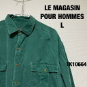 【中古】LE MAGASIN POUR HOMMES L シャツ 長袖 グリーン 秋冬 厚手 USA 古着 TK10664