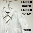 【中古】LAUREN RALPH LAUREN 17 1/2 34/35 ローレンラルフローレン シャツ 長袖 ホワイト 無地 クラシック RN41381 US...