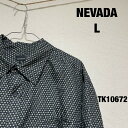 【中古】NEVADA L ネバダ シャツ 長袖 チャコール ダークグレー 薄手 幾何学柄 亀甲模様 USA 古着 TK10672