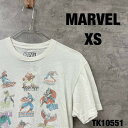 【中古】MARVEL マーベル ホワイト Tシャツ 半袖 XS メンズ コットン クルーネック ヒーロー キャラクター スパイダーマン キャプテンアメリカ RN111647 USA 海外輸入 古着 TK10551
