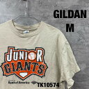 【中古】GILDAN ギルダン ベージュ Tシャツ 半袖 M メンズ コットン クルーネック ビッグプリント JUNIOR GIANTS 野球 RN93846 ...