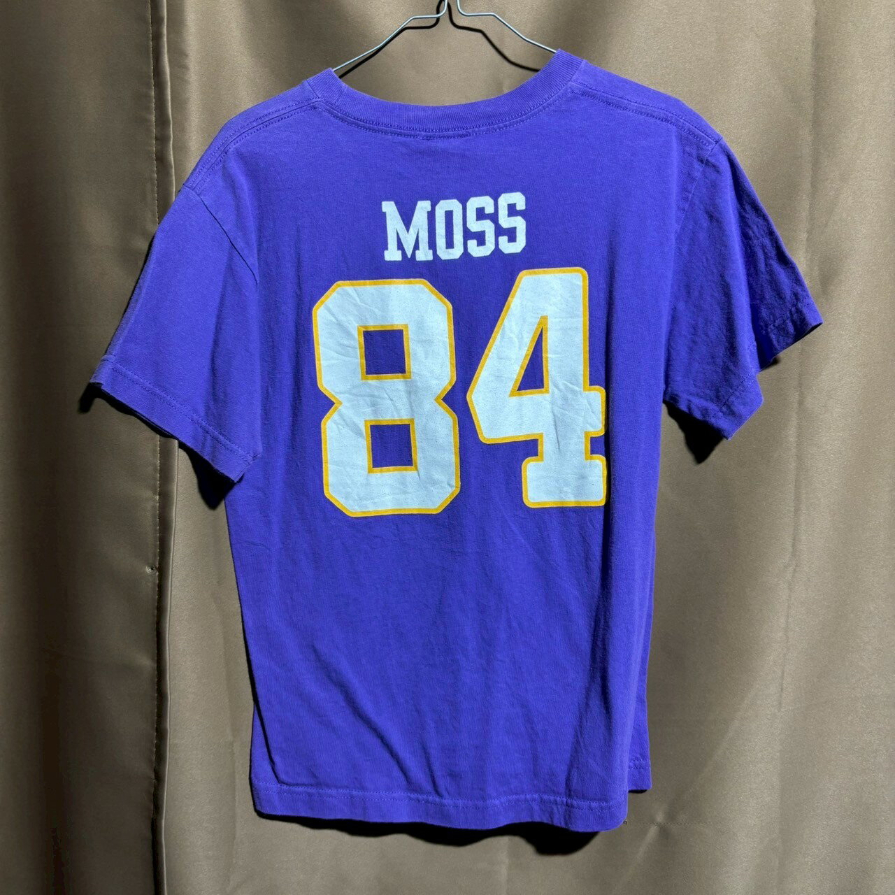 【中古】Reebok VIKINGS 半袖Tシャツ L パープル クルーネック コットン ビッグプリント 84 春夏 トップス 古着 TK10753