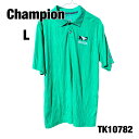 Champion 半袖ポロシャツ グリーン L ノースダコタ州 シンプル 襟つきトップス 春夏 古着 TK10782