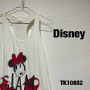 【中古】Disney タンクトップ ノースリーブ ホワイト ビッグプリント ミニーマウス ミニーちゃん リボン レディース 春夏 ディズニー ワンピース 古着 ...