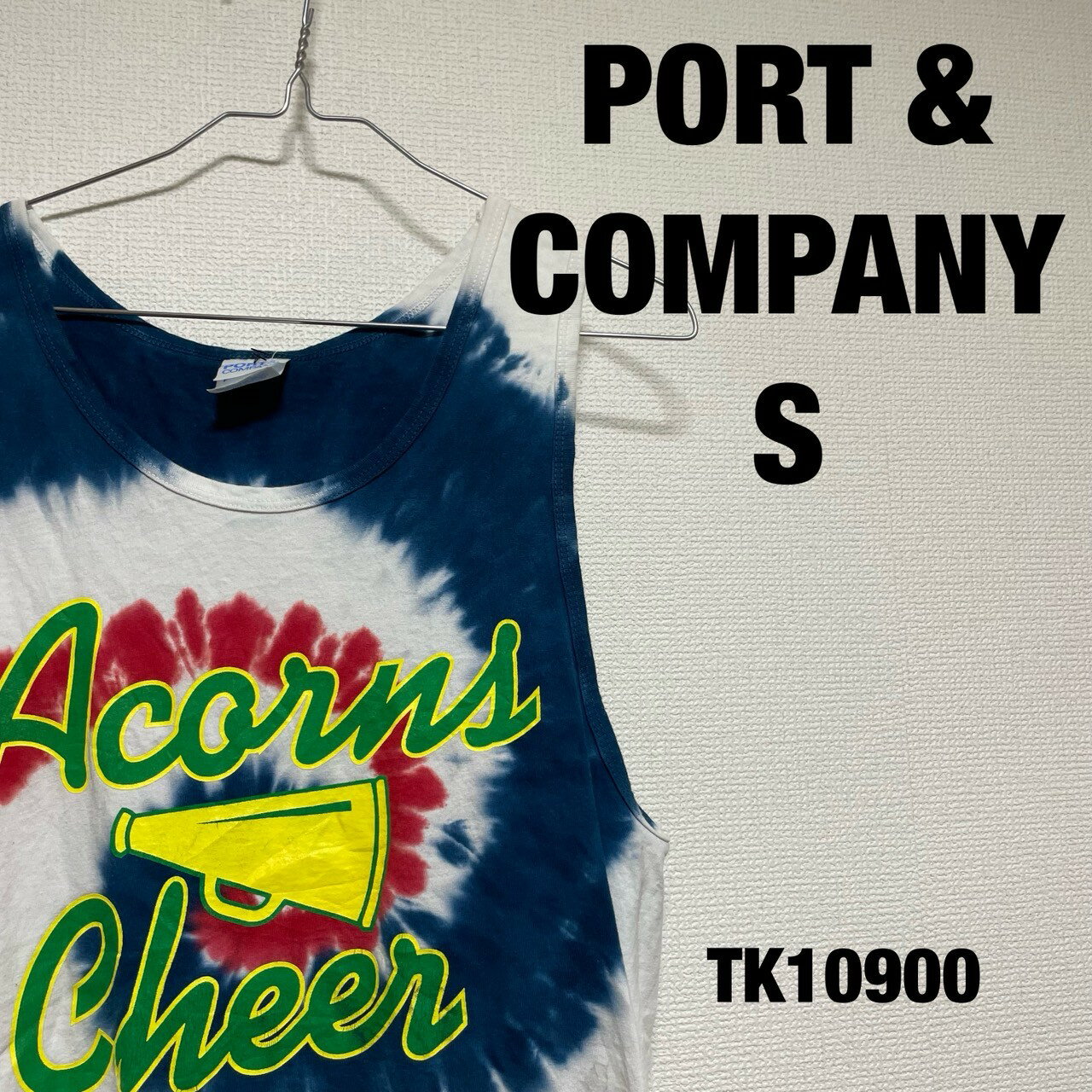 【中古】PORT & COMPANY タンクトップ ノースリーブ マルチカラー タイダイ 派手 カラフル ポートアンドカンパニー 春夏 古着 TK10900