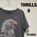 【中古】THRILLS Tシャツ 半袖 8 グレー ビッグプリント アニマル 鳥 顔T スリルズ レディース 春夏 古着 TK10920(4)