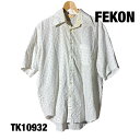 【中古】FEKON 半袖シャツ ホワイト 総柄 ヴィンテージ コットン 春夏 古着 TK10932