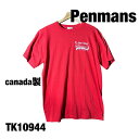 【中古】Penmans 半袖 Tシャツ レッド L カナダ 製 コットンポリ シングルステッチ 75周年 学校 胸元 ワンポイント プリント 春夏 古着 TK1...