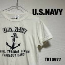 【中古】AMERICANWEAR GMBH Tシャツ 半袖 ホワイト ビッグプリント U.S.NAVY 古着 TK10977