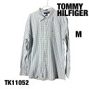 【中古】TOMMY HIFIGER 長袖シャツ チェック ブルー L 80'sfablic 胸ポケット ワンポイント ロゴ トップス 古着 襟付き TK1105...