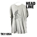 【中古】HEADLINE SHIRT 半袖Tシャツ ライトグレー XL イラスト 自転車 コットン RN138254 トップス 春夏 古着 TK11054