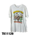 【中古】ホワイト 半袖Tシャツ ビッグプリント イベント フェス クルーネック コットン 春夏 古着 TK11129