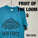 【中古】FRUIT OF THE LOOM Tシャツ 半袖 S ライトブルー シングルステッチ ビッグプリント Manchester Kids League フ...