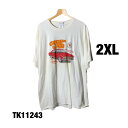 【中古】PORT&COMPANY 半袖Tシャツ ホワイト 2XL プリント CAR SHOW イベント クルーネック 大きいサイズ 春夏 古着 TK11243