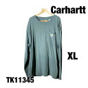 【中古】Crhartt ダークグレー 長袖 ロンT XL オリジナル 胸ポケット シンプル K126305 コットン カジュアル 古着 TK11345