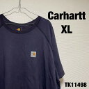 Carhartt Tシャツ 半袖 XL ネイビー ワンポイント シンプル 102903-410 カーハート 古着 TK11498