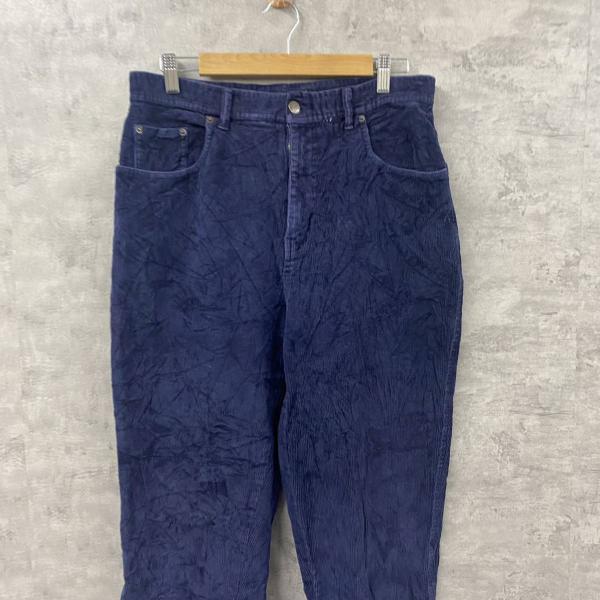 【中古】BHLBLASS ネイビー ジップフライ ストレッチ コーデュロイパンツ 12 実寸W32in RN 83910 USA 海外輸入 古着 S2201110-H307