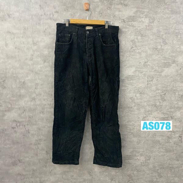 【中古】GANGSTER JEANS ブラック 細畝 ボタンフライ コーデュロイパンツ 34 S 3035 USA 海外輸入 古着 AS078