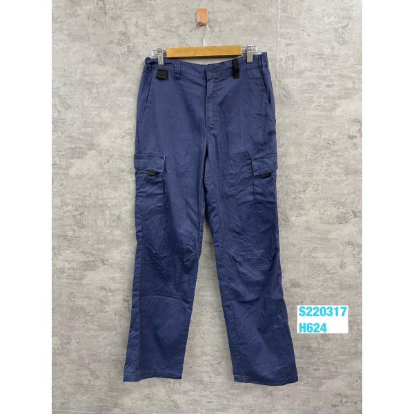 【中古】molinel ネイビー ジップフライ ワーク カーゴパンツ 40 実寸W30in ゴムウエスト USA 海外輸入 古着 S220317-H624