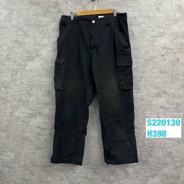 【中古】russell ブラック ジップフライ ワーク カーゴパンツ W34L30 実寸W34in USA 海外輸入 古着 S220130-H398