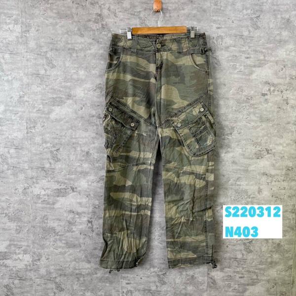 【中古】SaSa 迷彩 カモフラ ジップフライ カーゴパンツ 28 実寸W31in MDM4 USA 海外輸入 古着 S220312-N403
