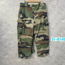 【中古】ARMY 迷彩 カモフラ ミリタリー ジップフライ 軍パン カーゴパンツ サスペンダー 実寸W38in USA 海外輸入 古着 S1-N140