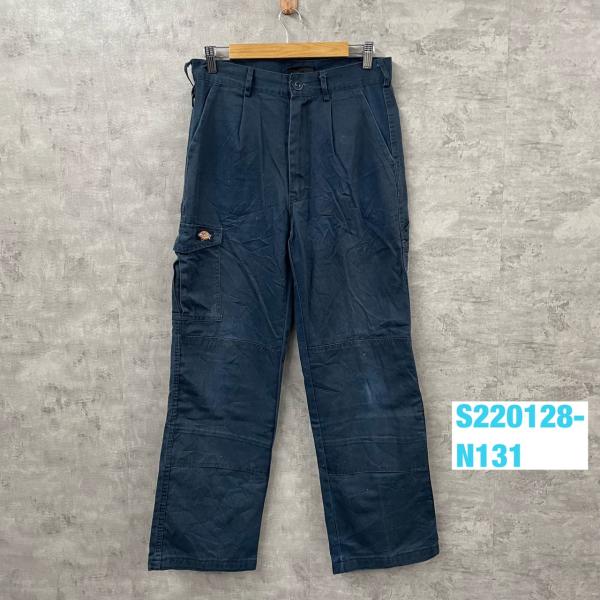 【中古】Dickies ネイビー ジップフライ ワーク カーゴパンツ 30R 実寸W31in USA 海外輸入 古着 S220128-N131
