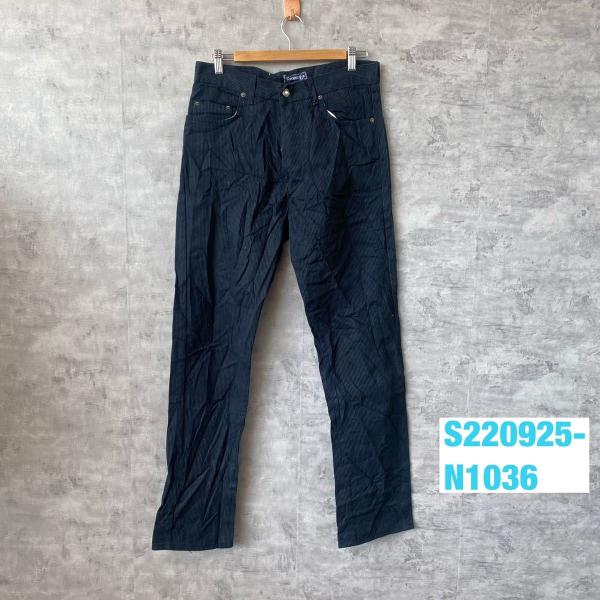 【中古】ESTWEST DENIM ブラック ス ボタンフライ ストライプデニムジーンズパンツ T42 実寸30in USA 海外輸入 古着 S220925-N1036