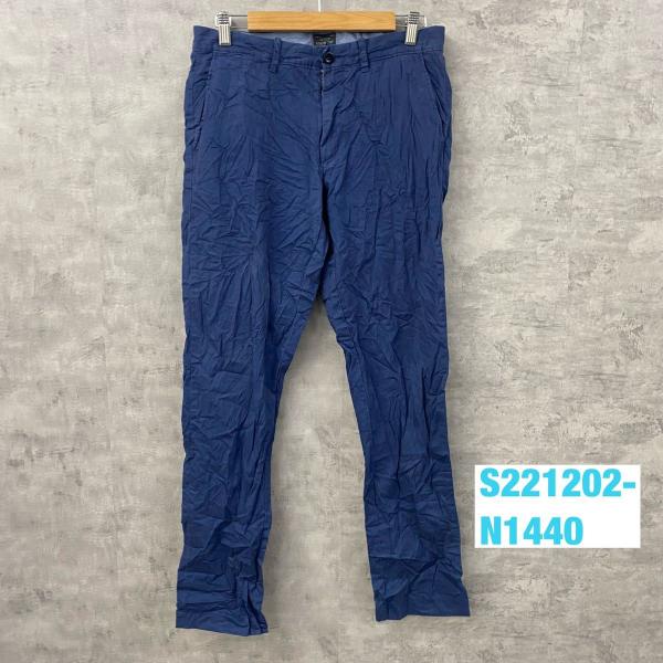 【中古】J.CREW ネイビー LIGHTWEIGHT ジップフライ チノパンツ 春夏 W31L32 実寸W32in 23899 USA 海外輸入 古着 S221202-N1440