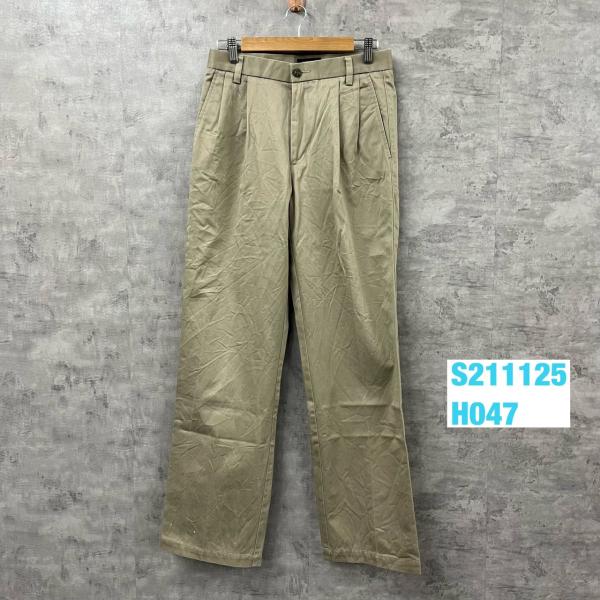 【中古】DOCKERS PLEATED ライトベージュ ジップフライ ツータック ストレート チノパンツ W29L32 実寸W30in40829-0003 USA 海外輸入 古着 S211125-H047