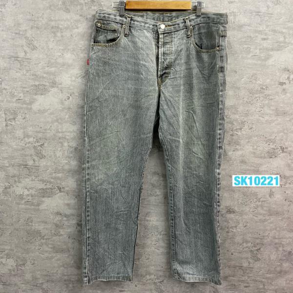 【中古】MEN'S グレー ボタンフライ デニムジーンズパンツ 41 実寸W37in USA 海外輸入 古着 SK10221