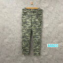【中古】H&M L.O.G.G. 迷彩 スリム デニムジーンズパンツ ジップフライ 42 実寸31in USA 海外輸入 古着 AS023(4)