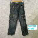 【中古】Wrangler JEANS ブラック ジップフライ カーゴ デニムジーンズパンツ 10SLIM 実寸W23in 9DGBWDG USA 海外輸入 古着...