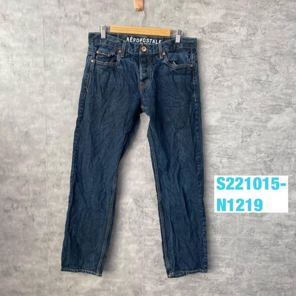 【中古】AEROPOSTALE インディゴブルー ボタンフライ ストレート デニムジーンズパンツ 31/30 実寸W32in USA 海外輸入 古着 S221015-N1219