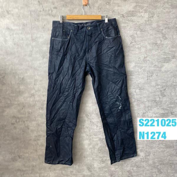 【中古】OLD NAVY ダークネイビー ジップフライ ストレートデニムジーンズパンツ W33L30 実寸W34in USA 海外輸入 古着 S221025-N1274