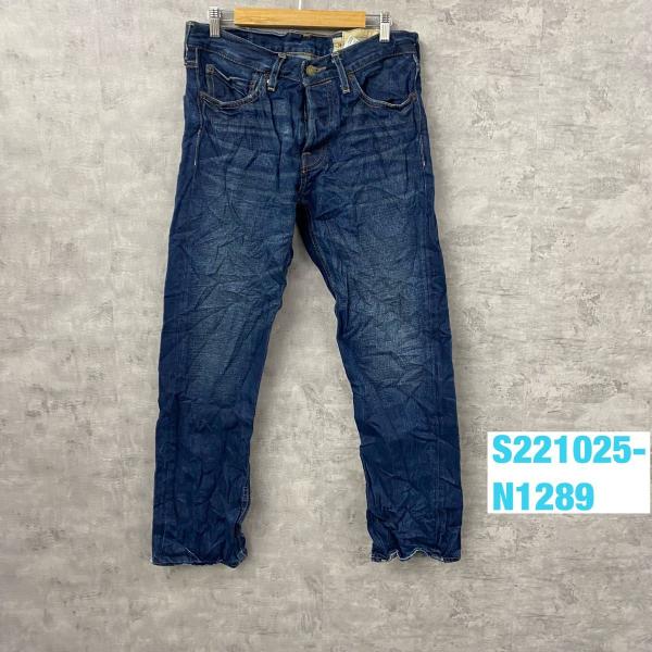 【中古】HOLLISTER ブルー ボタンフライ デニムジーンズパンツ W31L30 実寸W33in RN102573 USA 海外輸入 古着 S221025-N1289