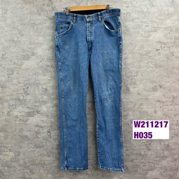 【中古】Wrangler ブルー ジップフライ レギュラーデニムジーンズパンツ 34×32 実寸W35in 855WAQD USA 海外輸入 古着 W211217-H035