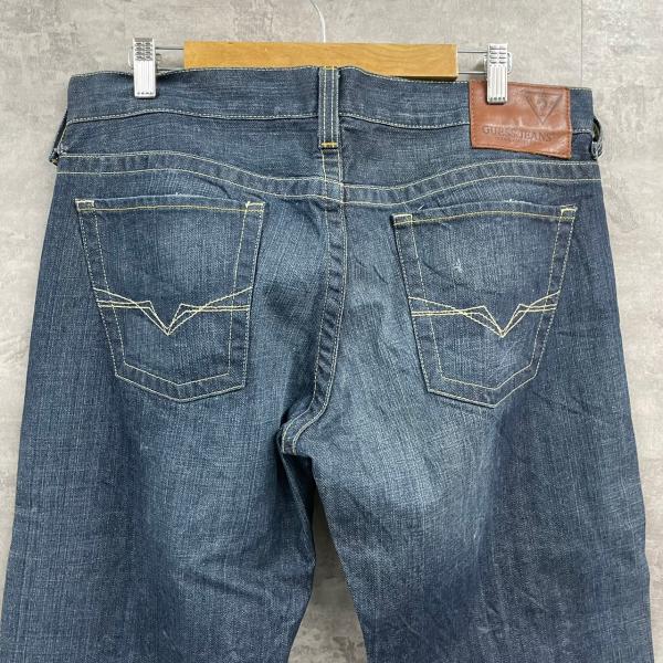【中古】GUESS JEANS ブルー ジップフライ ストレート デニムジーンズパンツ 34×32 実寸W35in RN62136 USA 海外輸入 古着 S220413-N567